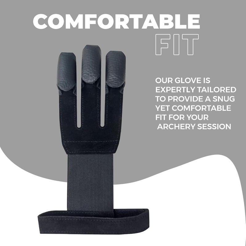 Hunt & Seek Archery Glove Finger Tab Accessories - Suede Leather Hunting Glove for Recurve & Compound Bow - Three Finger Guard Unisex - Image 4